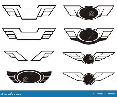 Aviation Insignia Wings Set Stock Vector Illustration Of Airplane