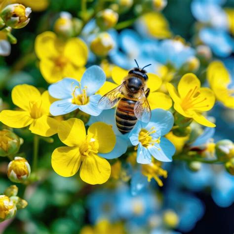 Abeja En Unas Flores Amarillas Foto Premium