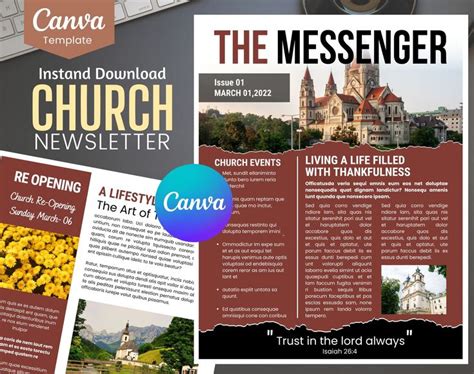 CHURCH Flyer NEWSLETTER Editable Canva Template, Digital and Printable Instant Download Canva ...