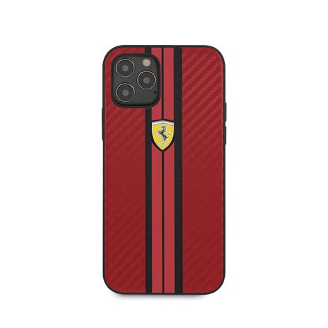 Coque Ferrari Carbone Rouge Pour Iphone 12 Pro Max