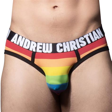 Andrew Christian Slip Microfibre Almost Naked Pride Stripe Arc En Ciel