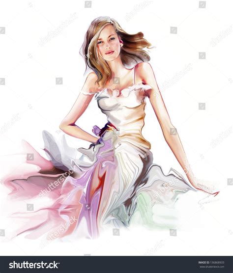 Beautiful Fashion Girl On The White Background Stock Photo 136868933 ...