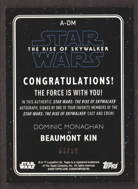 2020 Topps Star Wars The Rise Of Skywalker Series Two Autographs Red