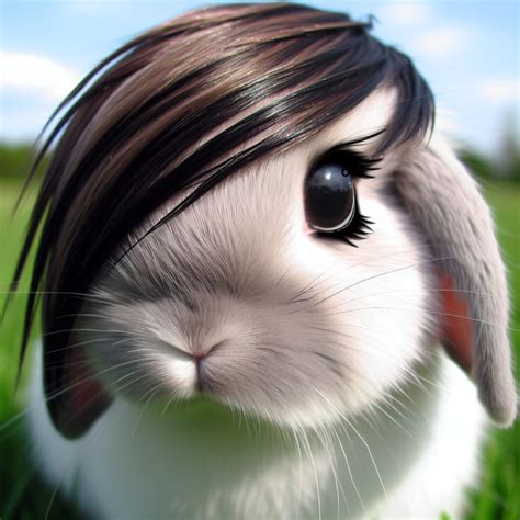 Emo Bunny Captivating Rabbit In Emo Style In Grass Field Ai Art Generator Easy Peasy Ai