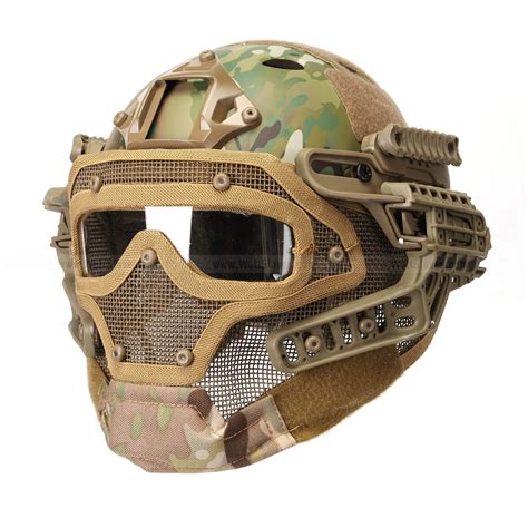 Fast Tactical Helmet Combined With Full Mask And Goggles For Airsoft