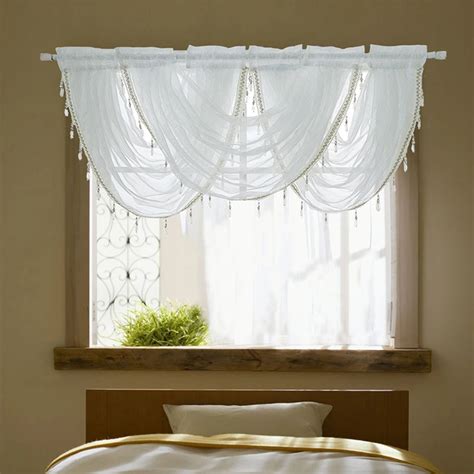 Urijk Waterfall Valance Curtains Silver Silk Line Luxury Beaded Curtain ...