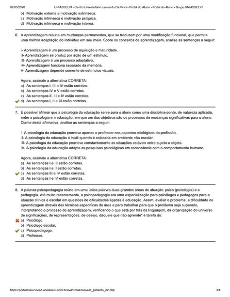 Avaliacao I Psicologia Da Educacao E Aprendizagem Av Licenciaturas