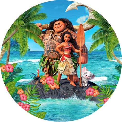 Painel Redondo Tecido Sublimado 3D Moana FRD 481 Felicitá