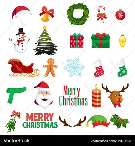 Christmas winter clipart icons Royalty Free Vector Image