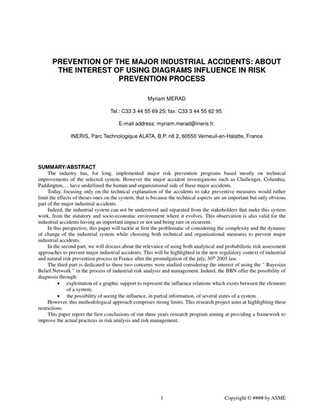 (PDF) Prevention of the major industrial accidents : about the interest ...