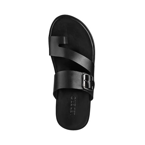 Ledero Black Leather Slip On Sandal For Men Buy Stylish Sandals For