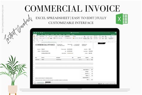 Commercial Invoice Spreadsheet Excel Invoice Template Business Template ...