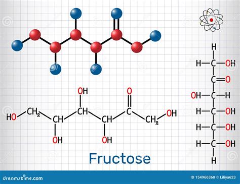 Fructose, D-fructose Molecule. Linear Form. Structural Chemical Formula ...