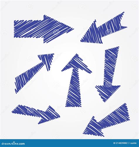 Blue Scribble Arrows Vector Set Stock Vector Illustration Of Icon