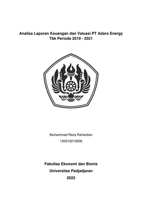 PDF Analisa Laporan Keuangan Dan Valuasi PT Adaro Energy Tbk Periode