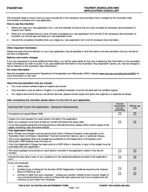 Fillable Online TOURIST SUBCLASS 600 Fax Email Print PdfFiller