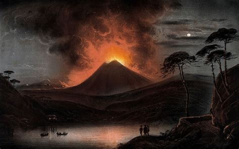 volcano (Mount Etna) erupting night. | Free Photo Illustration - rawpixel