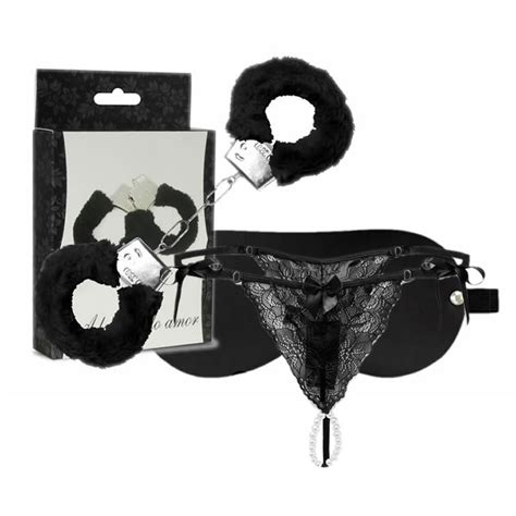 KIT Algemas Tapa Olhos Calcinha Tailandesa PRETO SEX SHOP Faz A