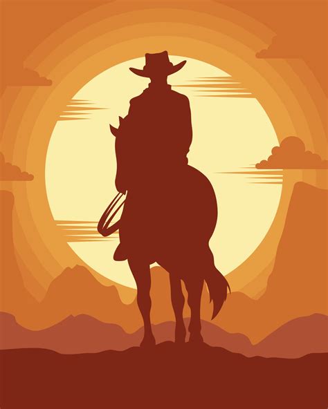 Cowboy Wild West Scene 10853612 Vector Art At Vecteezy