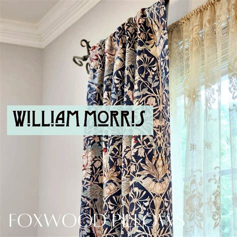 William Morris Floral Curtains Blue Drapes Living Room Curtains Dining ...