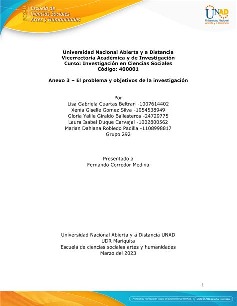 Anexo El Problema Y Objetivos De La Investigaci N Universidad