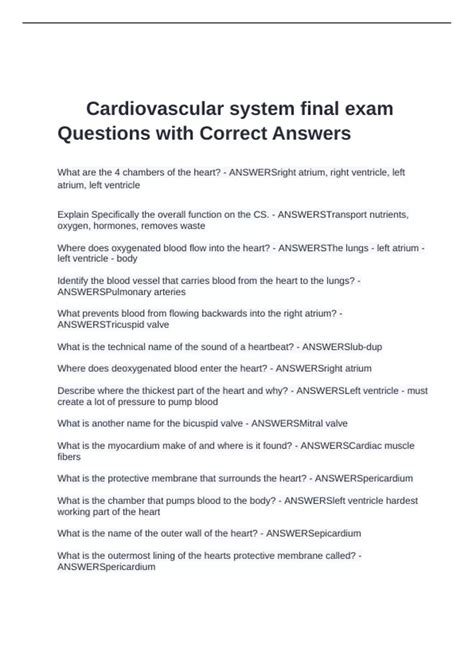 Haspi Cardiovascular System Answers 1