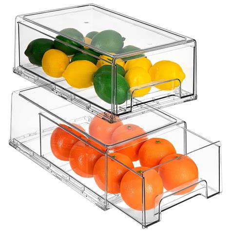 Sorbus Fridge Drawers Clear Stackable Pull Out Refrigerator Organizer