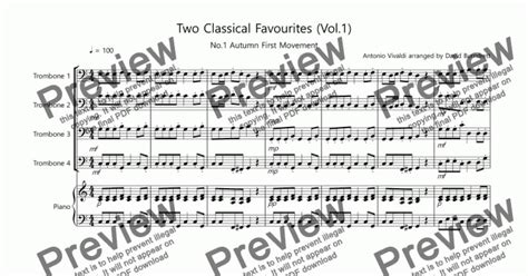 2 Classical Favourites For Trombone Quartet Volume One Sheet Music