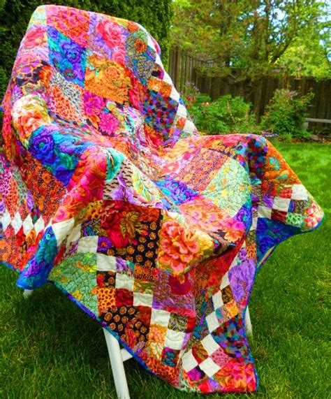 Squares With White On Point Squares Border Kaffe Fassett Bright Quilts Colorful Quilts