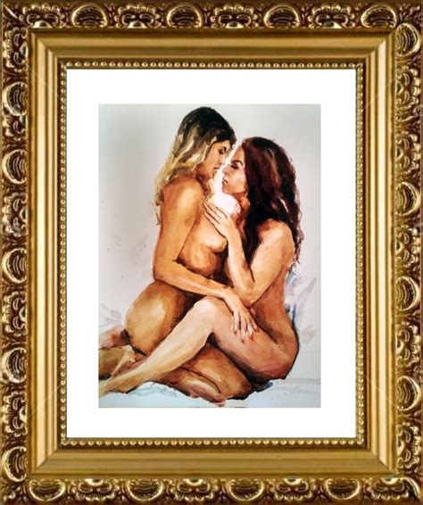 Original Watercolor Painting Naked Girls Minimalist Erotic Etsy