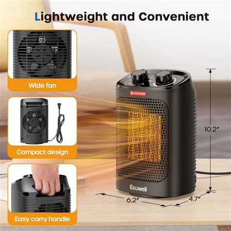 Ecowell 1500w Ptc Ceramic Space Heater Safe And Quiet Heating 2s Rapid Temperature Rise With Tip