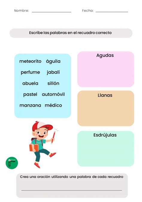 Fichas Para Clasificar Palabras En Agudas Llanas Y Esdr Julas