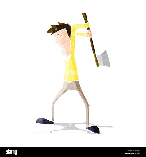 Cartoon Man Swinging Axe Stock Vector Image And Art Alamy