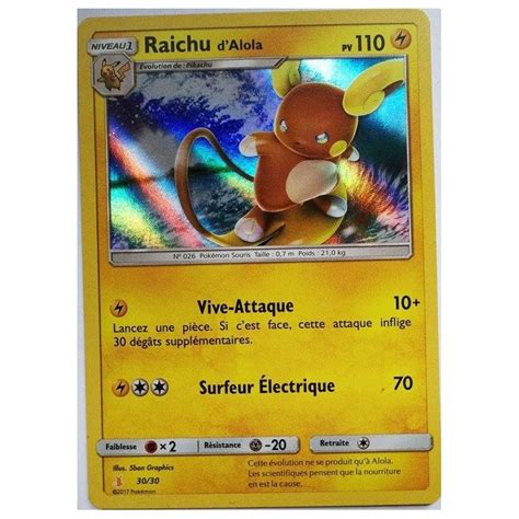 Raichu d Alola Pv 110 Carte Pokémon Holo Etoile promo