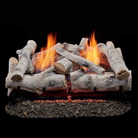 Bluegrass Living 24 In Birch Wood Vent Free Dual Fuel Gas Fireplace Log Set 33 000 Btu With