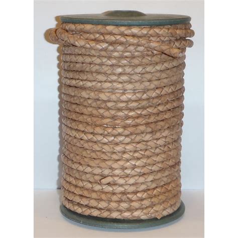 Genuine Round Braided Leather Cord Mm Natural