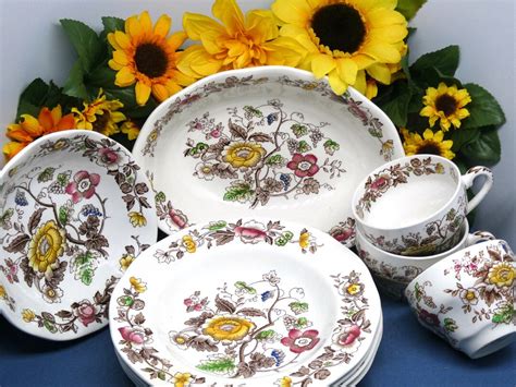 Vintage Enoch Wedgwood Windermere Multicolor Dishes Set Of 9 Etsy