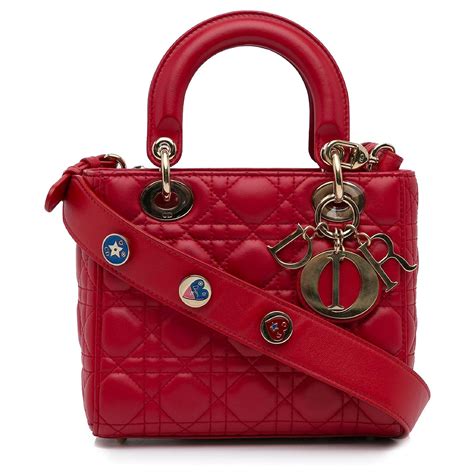 Dior Petit Cuir D Agneau Rouge Cannage Lady Dior Ref 1087280 Joli Closet