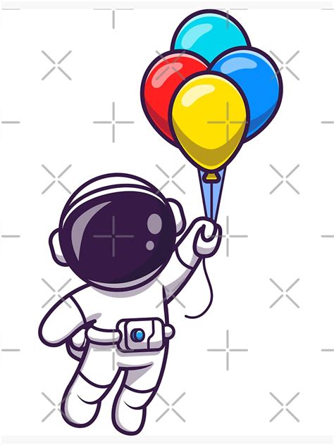 Imán Astronauta Flotando Con Globos Cartoon Vector Icon Illustration Concepto De Icono De