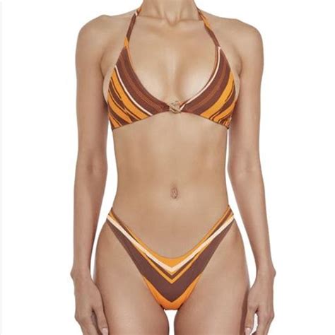 B Mba Swim Atlas Bikini In Tangerine Cacao Brand Depop