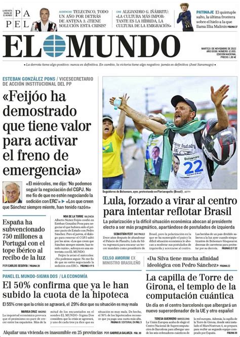 Portada Del Diario El Mundo Del Día 1112022 News Europa