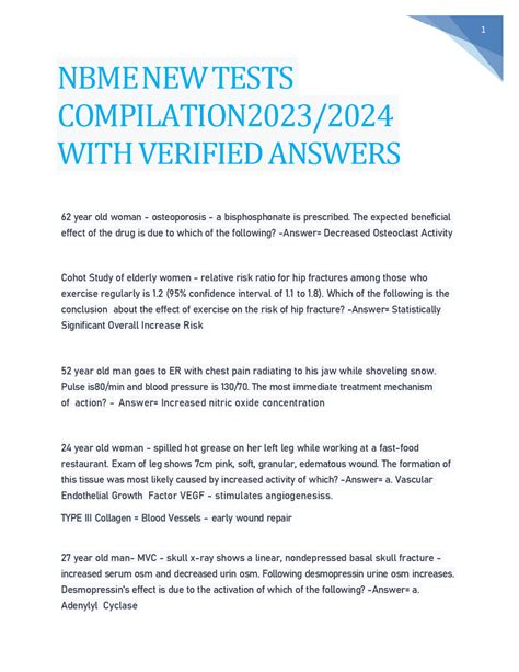 NBME NEW TESTS COMPILATION 2023/2024 WITH VERIFIED ANSWERS | Exams