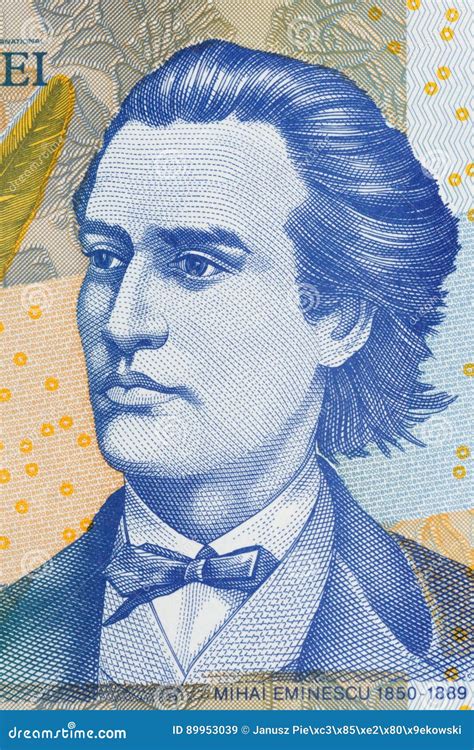 Mihai Eminescu portrait stock image. Image of currency - 89953039