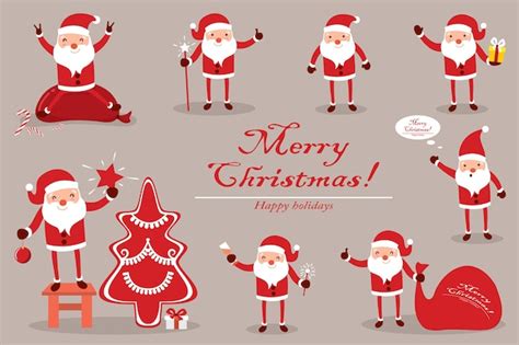 Premium Vector Collection Santa Claus For Christmas Characters Cute