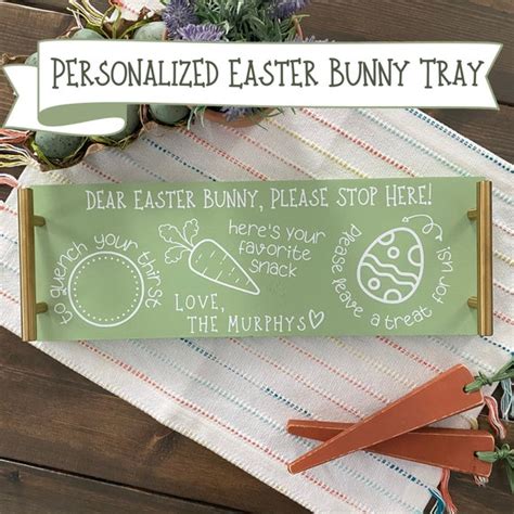 Personalized Easter Bunny Stop Here Wood Tray Hand Made And Etsy