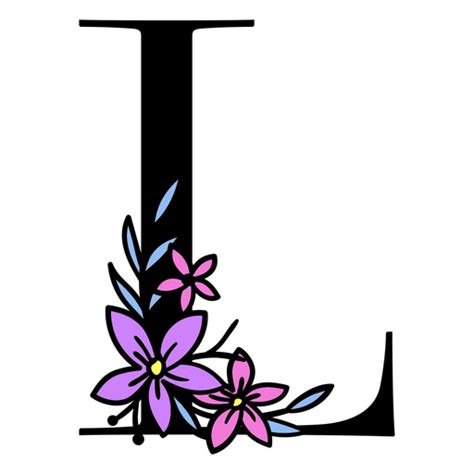 Design Png E Svg De Flores Roxas Na Letra L Para Camisetas