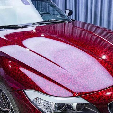 Red Forged Carbon Fiber Pattern Wrap Vinyl Car Body Air Release Film