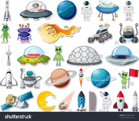 Set Stickers Solar System Objects Isolated Stock Vector Royalty Free