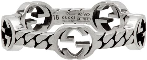 Gucci Curb Chain Interlocking G Ring Silver Editorialist