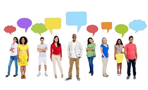 Multi Ethnic Group Of People With Speech Bubbles Stock Image Image Of